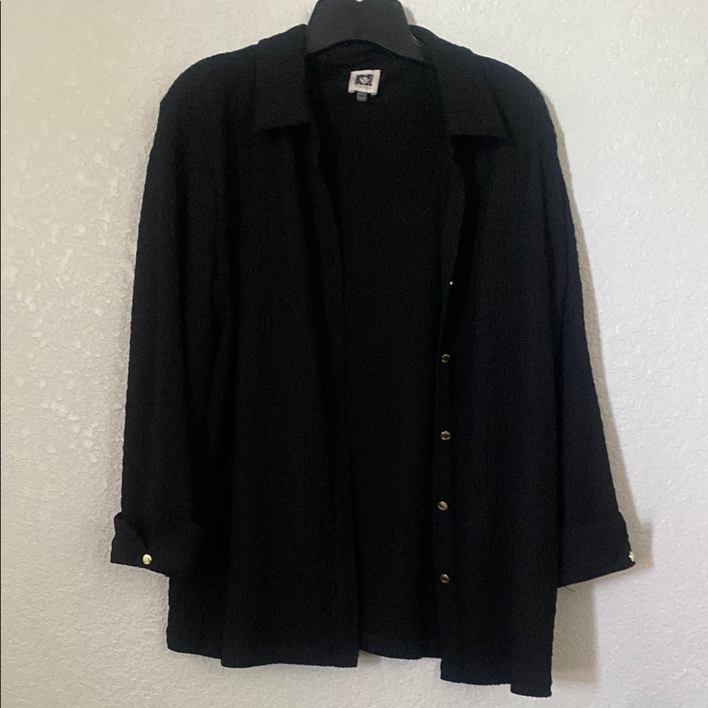 Anne Klein Classic Black Button-Down Shirt